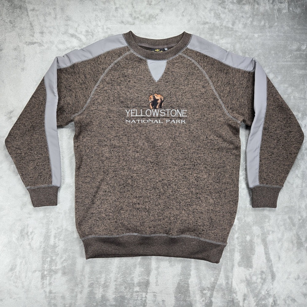 Renegade Club Yellowstone National Park Brown‎ Gray Sweater Bear Emboridered 3XL
